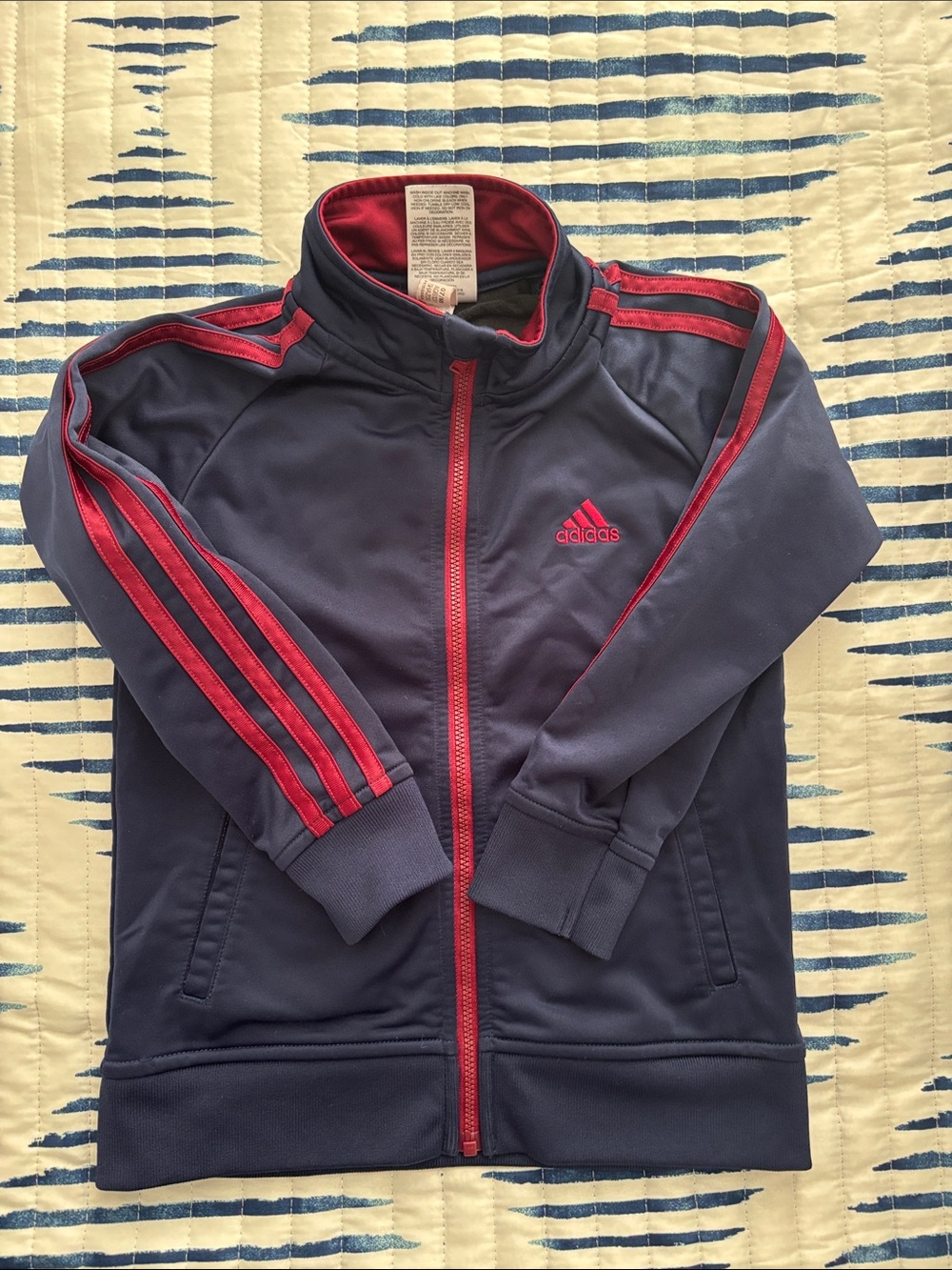 adidas Kids Navy & Red Track Jacket. Size 5